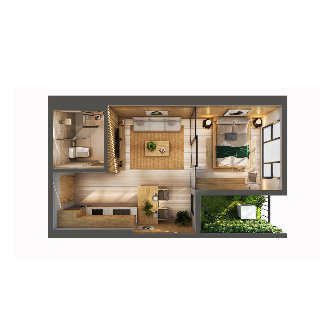 Thiết kế căn hộ 1 phòng ngủ